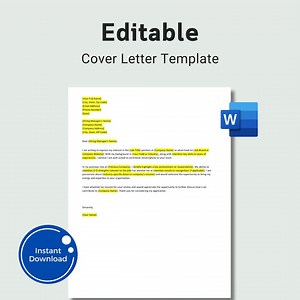 Editable Cover Letter Template: Modern Job Application (word & PDF) - Etsy Australia