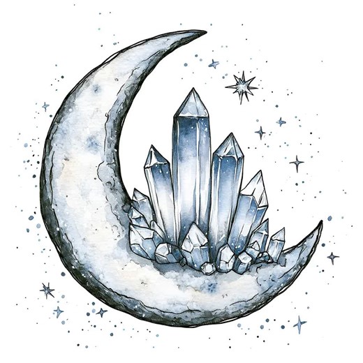 Crystal Moon PNG Clipart, 12x Crescent Gem Clip Art Set, Printable Watercolor Clip Art, Paper Crafts, Digital Download, Transparent PNG - Etsy