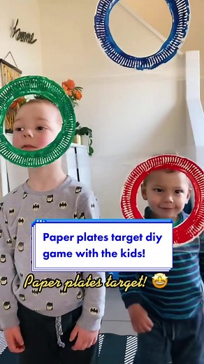 This Paper Plates Target DIY game from @harrylouisadventures via @madeformums was a winner - the boys loved it! #kidscraft #kidsartsandcrafts #kidscrafts101 #childrensplay #indoorplay #indoorplayspace