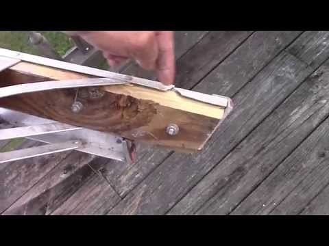 Ladder repair. Easily repair broken leg on an aluminum ladder.