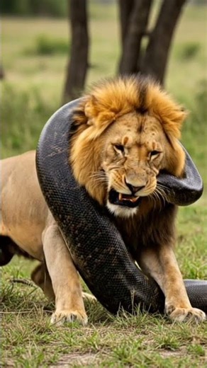 Anaconda attacking a lion #nationalgeographic #wildlife #nationalgeographicwild #animals #nature