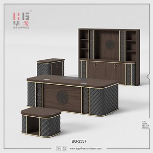 [Hot Item] Luxury Special High-End Office Furniture Table Set Classic Office Desk Office Furniture Big Computer Desk with Shelves