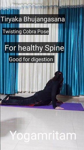 For Healthy Spine | Tiryaka bhujangasana | Twisting cobra pose #shorts