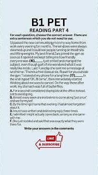 B1 Preliminary (PET) Reading Part 4 - Practice Test 1 #learningenglish #b1preliminary #englishtest