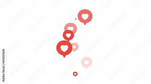 Hearts flying for social media, Love Sign. Animation on transparent background, Full HD