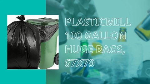 PlasticMill Heavy Duty Trash Bags - Clear Garbage Bags - Plastic Trash Bags for Large Rolling Trash Bins - Tall Trash Bags - 100-Gallon Large Kitchen Trash Bags, 1.3 Mil, 67"x79" (10-Count)