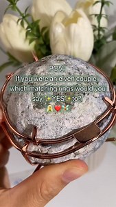 Leafy bands, forest textures, and stones that look like tiny portals to another realm—ours are made for soulmates who’d rather meet in a hidden grove than a ballroom. Tell us your favorite elven pair below. 💍🌿 #couplesrings #matchingrings #natureinspiredjewelry #fairyrings #fantasyjewelry | Azura Jewelry