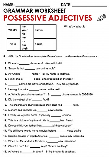 Possessive Adjectives