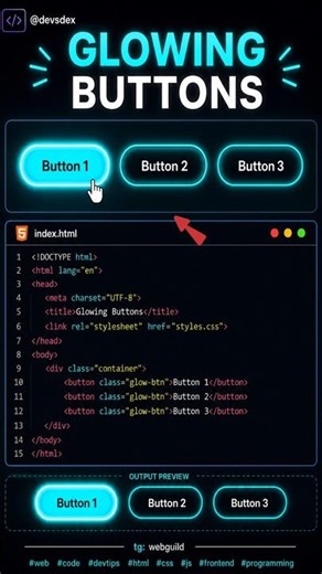 #css Glowing Buttons with HTML CSS | Neon UI Effect in 30 Sec #youtubeshorts #coding #html #java