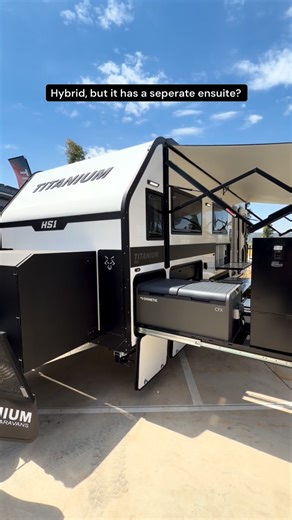 Think hybrids can’t have full ensuites? Think again. The Hybrid Series Full Ensuite in 18’6 and 19’6 give you a fully separate ensuite, rare in hybrid builds. Compact. Clever. Capable. The Titanium Hybrid Series brings together compact designs and clever functionality, built with a narrow profile. | Titanium Caravans