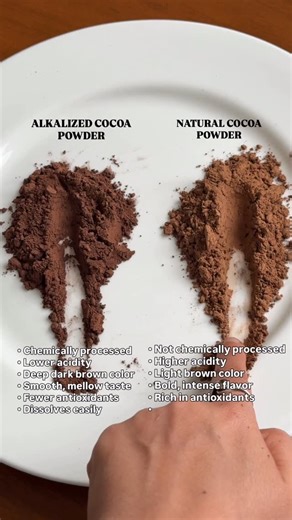 Mohena Ahluwalia | Cakewali didi | Pune Cake Educator on Instagram: "Using the wrong one can completely ruin your bake. 😣STOP guessing your cocoa powder 🍫❌ 🍫 Natural Cocoa Powder (acidic, light brown) ✅ Best for recipes using baking soda • Chocolate cakes • Brownies • Cookies • Red velvet • Vegan cakes with vinegar or yogurt 🍫 Dutch / Alkalized Cocoa (neutral, dark brown) ✅ Best for recipes using baking powder • ⁠• Dark sponge cakes • Frostings & fillings • Hot chocolate • Puddings & mousse 