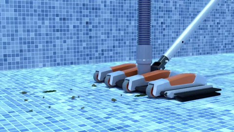 Heavy Duty Pool Vacuum Head with Swivel Handle -Extra-Wide 3.2LB Weighted Vac Heads Side Brush & Wheels for Vinyl Liner-Deep Cleaning for Inground & Above Ground Swimming Pool - Orange