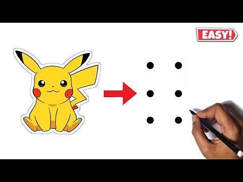 Pikachu Drawing (Color) Easy | How To Draw Pikachu From Dots | Pokemon