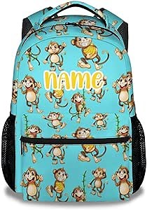 Amazon.com | FLEXIMX Custom Monkey Backpack for Girls & Boys, 16 Inch Blue Backpacks for School, Cute Lightweight Bookbag for Kids | Kids' Backpacks