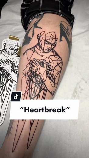 Heartbreak Tattoo Design for Men on Leg