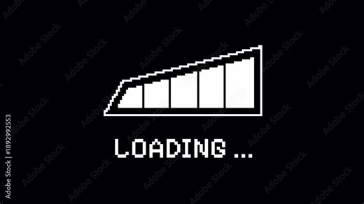 Animated 8-Bit Pixel Art Loading Bar, Retro Game UI Progress Indicator, Alpha Channel