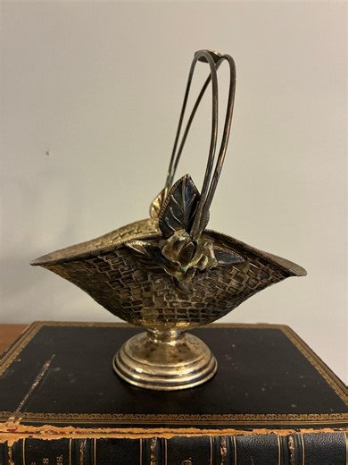 Vintage Silver Plated Basket With Handle, Pedestal Bowl - Etsy