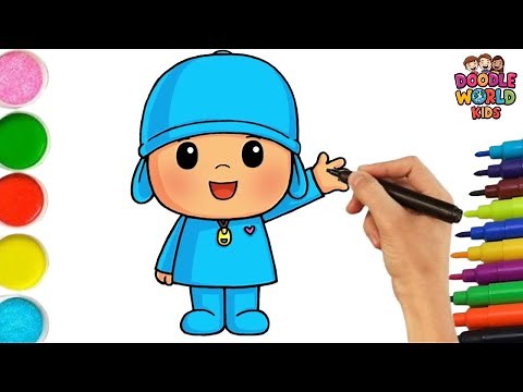 How to Draw Pocoyo 💙 | Easy Cartoon Drawing for Kids | Doodle World Kids