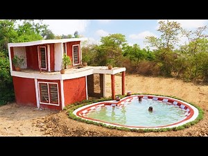 Primitive Skill Builder: Building The Most Beautiful Two Story Villa House With Swimming Pool (full)