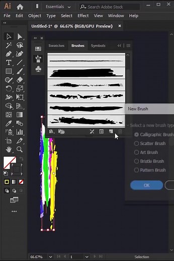 Cómo crear pinceles artísticos multicolores personalizados en Illustrator - Tutorial de Illustrator #aprenderdiseño #aprendediseño #cursodiseñografico