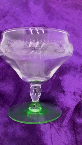 Tiffin Franciscan Needlepoint Etched Uranium Glass Sherbet Glasses Set of 6 - Etsy