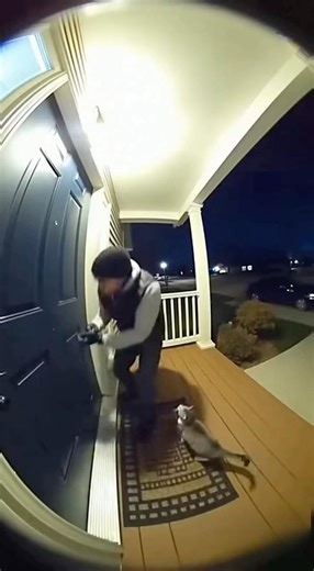 Brave Cat Stops Robbery! #shorts #cat #doorbellcam #funny #robbery