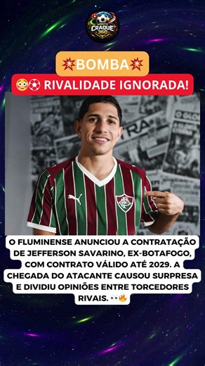 Fluminense anuncia Savarino, ex-Botafogo, e contratação repercute nas redes