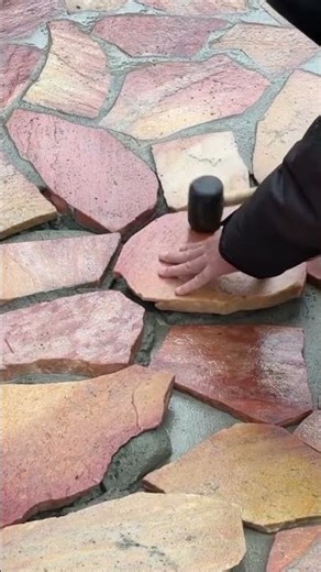 the process of installing stone slabs in the yard #construction #stone #yard #popular #shorts