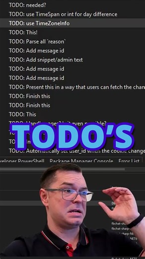Florian Rakete | Programming Mentor on Instagram: "Your ‘TODO’ comments don’t have to be lies. You know that feeling when you write // TODO and your brain goes: “future me will handle it” 😇 Yeah… future you is a victim. Secret weapon in Visual Studio: View → Task List ✅ Mark comments with TODO and VS turns them into a clickable hit list that jumps you straight to the code. Save this so your TODOs finally start paying rent. 🔥 #visualstudio #codingtips #programminglife #softwareengineering #lear