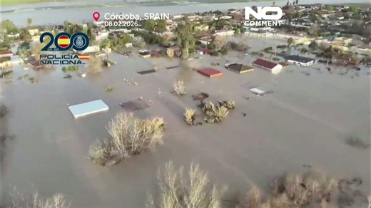 Storm aftermath: aerial footage shows widespread flooding in Spain’s Andalusia