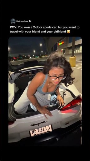 POV: You own a 2-door sports car, but you want to travel with your friend and your girlfriend 🤪#cars
