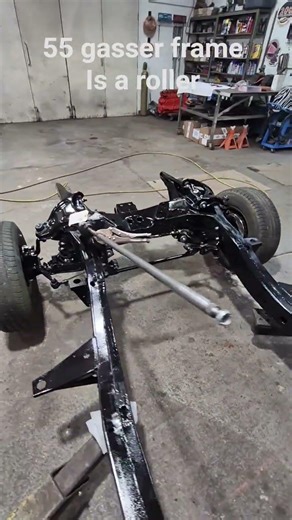 Its old school raised spindles and drop centre link to clear the 409 engine pan .#gassermadness #55