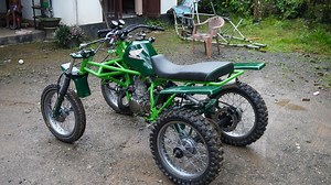 6.5K views · 60 reactions | Reassembling My Custom 4-Wheeled 2Stroke Motorcycle | 250cc Honda CRM 4-Wheeled bike | Builds by Dinesh | Facebook