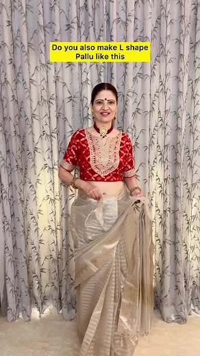 Draping L-shape Pallu in the perfect way tutorial! 🌟 Learn the art of styling your saree with grace and modern flair. Draped in this beautiful saree from Sattika _ clothing A premium brand which deals in all types of ethnic wear, bridal wear, fancy sarees,suits,kurtis, coord sets and many more.Their range is quite affordable with various dhamaka offers. *A bonus offer for you*, *_they come live everyday at 2:30 PM on Facebook and showcase their collection, after seeing the collection you’ve to 