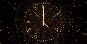 New Year's Eve Golden Countdown Clock with Glitter Fireworks Reveal