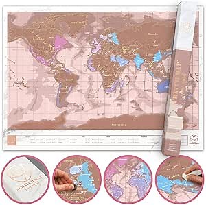 Amazon.com: Luckies of London | Scratch Off World Map Rose Gold | Travel Map To Track Travels | World Map Wall Art For Office Decor | Scratch Art For Adults | Travel Journal Alternative | Travel Gifts | Large : Home & Kitchen