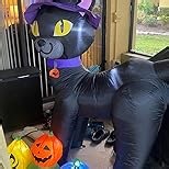 6FT Halloween Inflatable Black Cat with Witch Hat and 4 Colorful Pumpkins, Cute Blow Up Yard Decoration with LED Lights for Lawn, Garden, Balcony, Outdoor Holiday Party Events