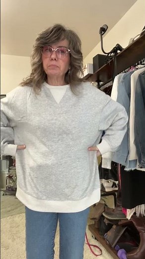 Oversized Color Block Fleeced Crewneck Sweatshirt | Try-On, Fit & Styling Ideas