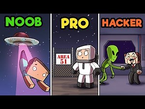 Minecraft - AREA 51 SECRET BASE! (NOOB vs PRO vs HACKER)
