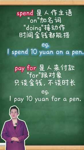 快速区分spend、cost、take、pay for，4个“花费”单词的用法 #英语 #单词区分 #同上一堂课