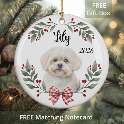 Maltese Christmas Ornament - Personalized Pet Gift - Custom Name Dog - Etsy Australia