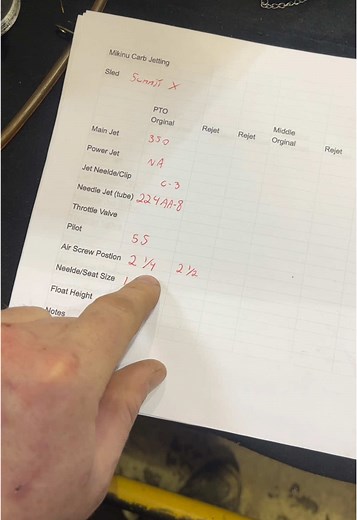 Staying organized would be my biggest downfall with multiple projects on the go #mikuni #carbs #snowmoblies #tuning #spreadsheet
