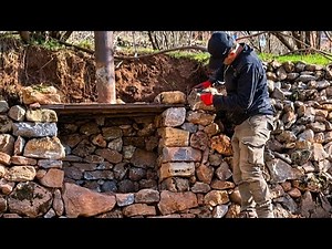 Building a Stone Survival Shelter Fireplace