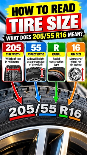 How to Read Tire Size 205/55 R16 🚗