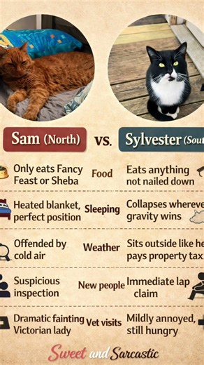 Sam vs Sylvester 😂 North cat vs South cat… which one wins?