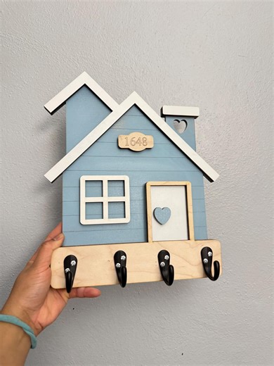 Personalized Wooden House Key Holder | Rustic Entryway Organizer - Etsy