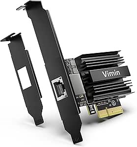 10G PCI-E Network Card with 10Gbps RJ45 Ports, Marvel AQC113 Controller, VIMIN 10Gb Ethernet Adapter Card Compatible with PCI Express X8, X16, Support Windows/Windows Server/Linux/VMware