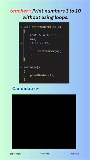Pramod Kushwaha | Shere with your friends 😉🤗👨‍💻 Like ♥️ and share 🤗 . . We didn’t use loops. The function keeps calling itself and prints the next number.... | Instagram