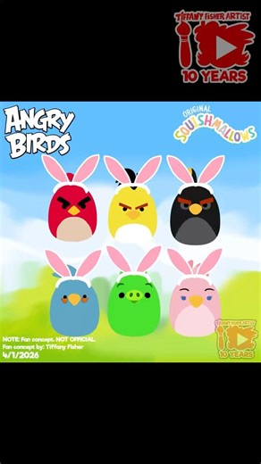 Angry Birds x Squishmallows Easter Squad Fan Concepts | Tiffany Fisher Artist #shorts
