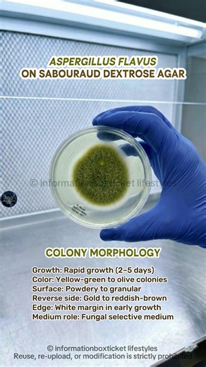 Aspergillus flavus on SDA Agar | Colony Morphology & Microscopy | Microbiology #bacterialculture